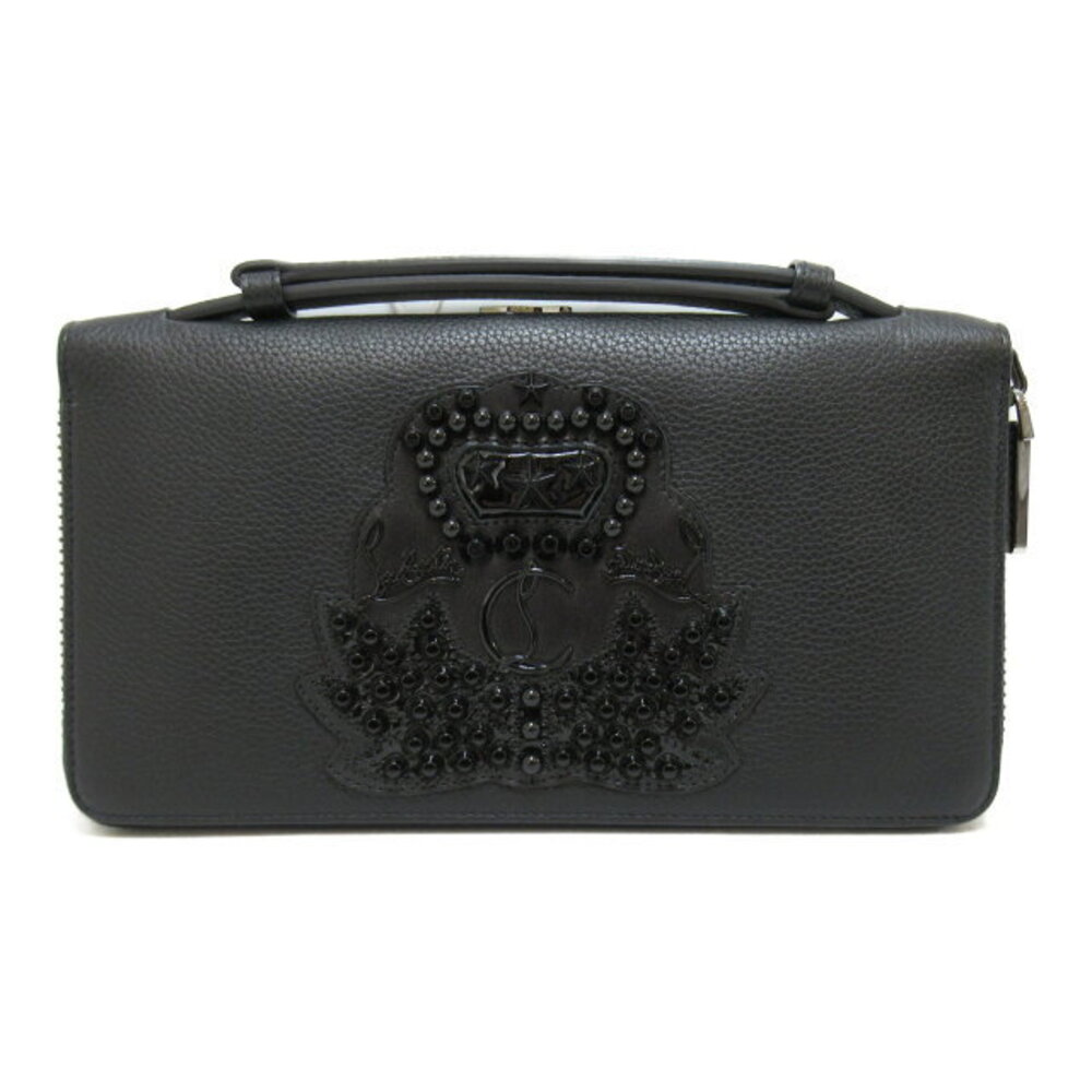 Christian Louboutin Round Long Wallet Leather Black